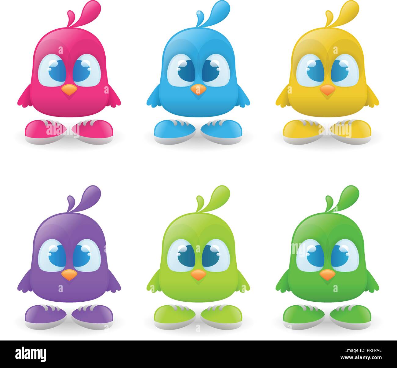 Set of funny bird characters Stock Vector