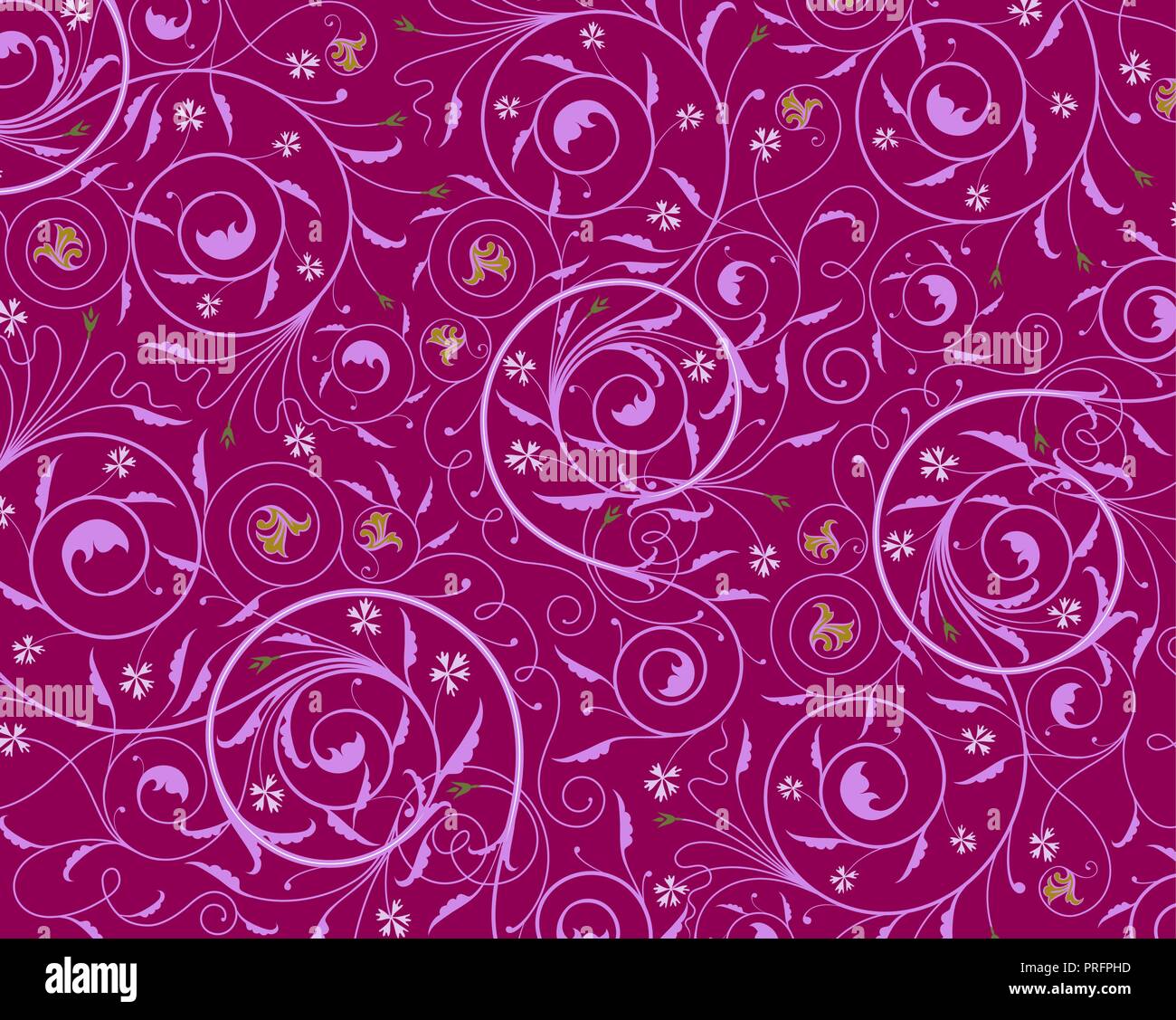 Seamless purple floral wallpaper Stock Vector