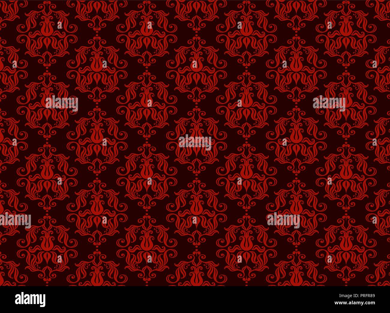 Premium Vector  Seamless pattern red and gold damask wallpaper