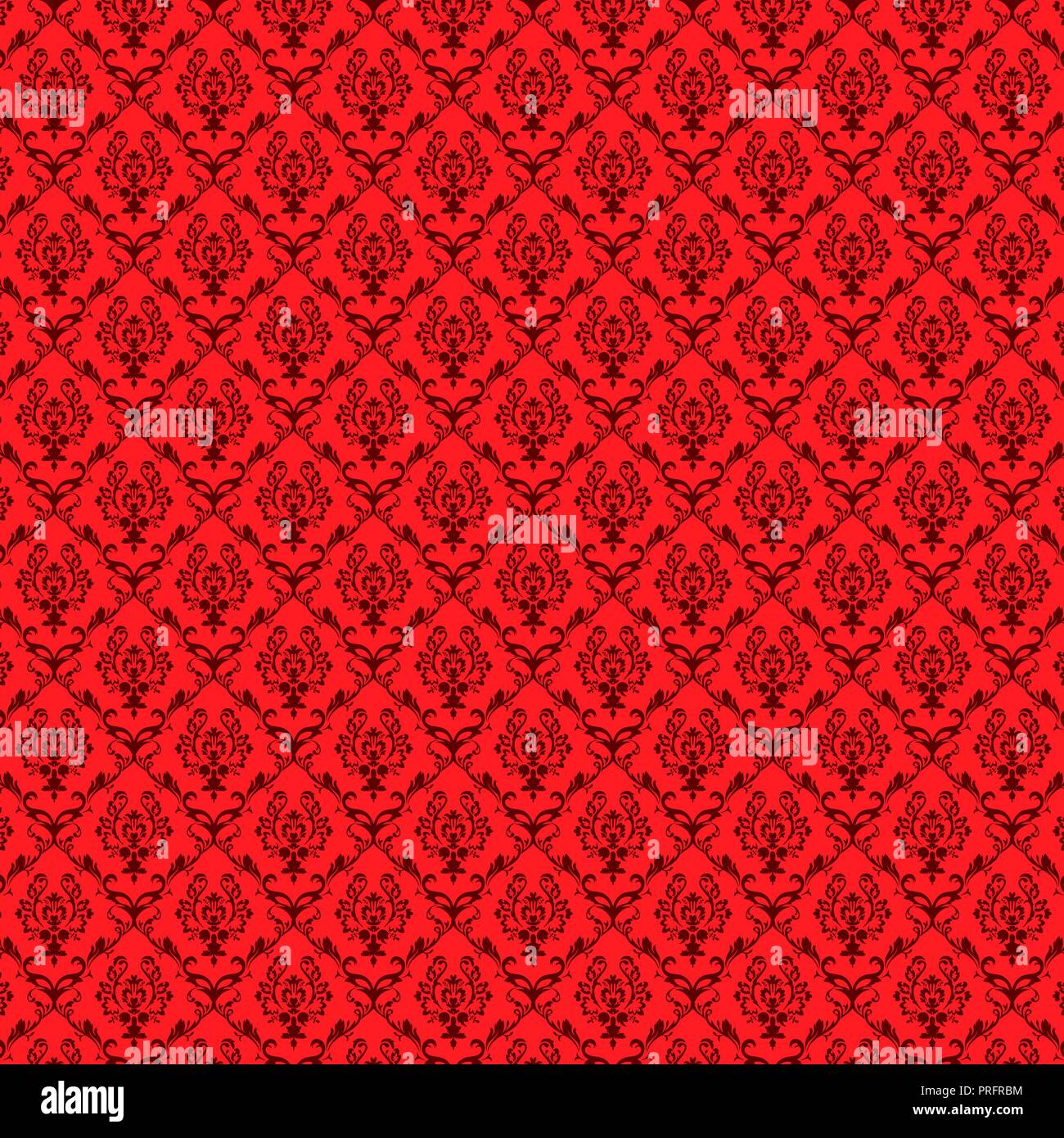 seamless luxury ornamental background. Red Damask seamless floral