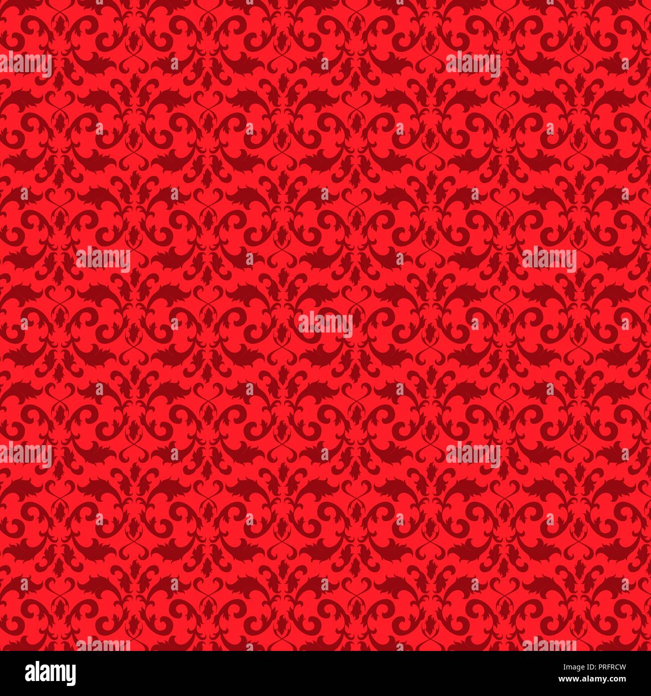 seamless luxury ornamental background. Red Damask seamless floral ...