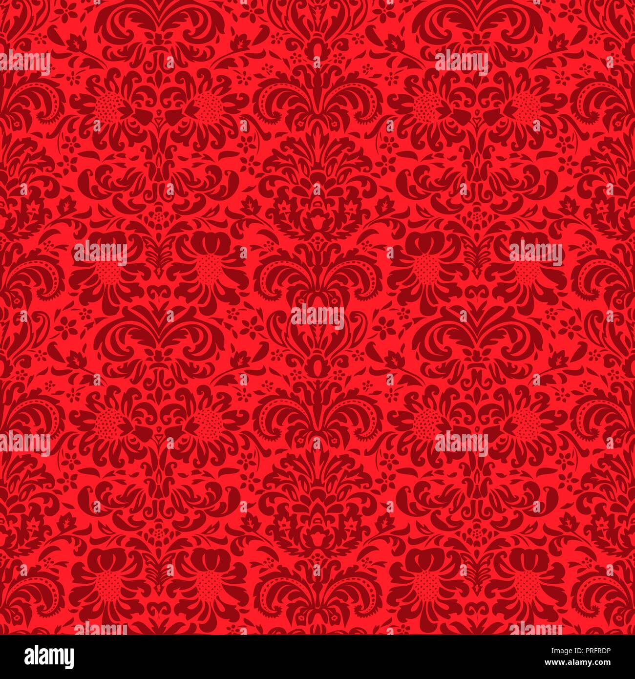 seamless luxury ornamental background. Red Damask seamless floral