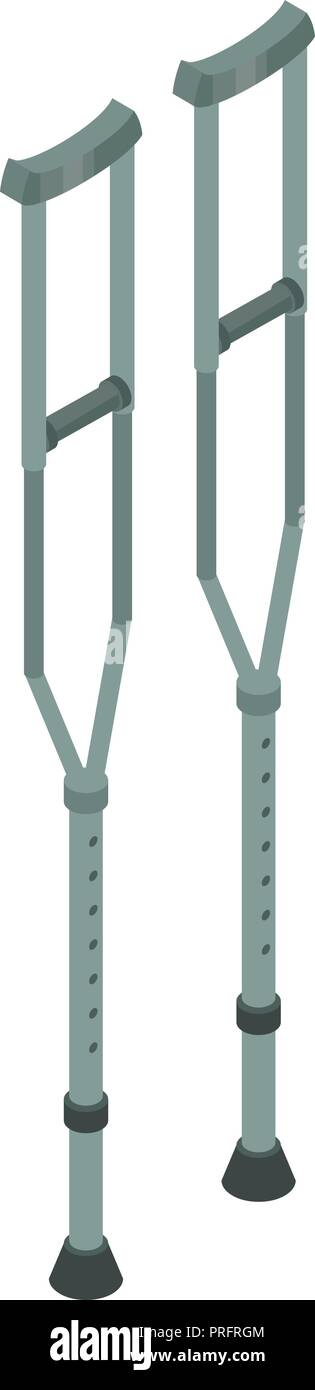 Metal crutches icon, isometric style Stock Vector