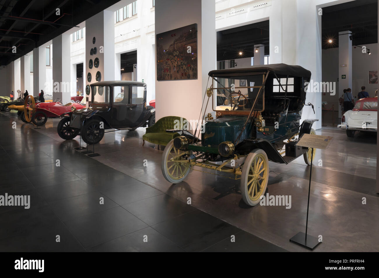 Museo Automovilistico y de la Moda, Malaga, Malaga Province, Spain.  Automobile and Fashion Museum.  The vehicle in the foreground is a Stanley Steame Stock Photo