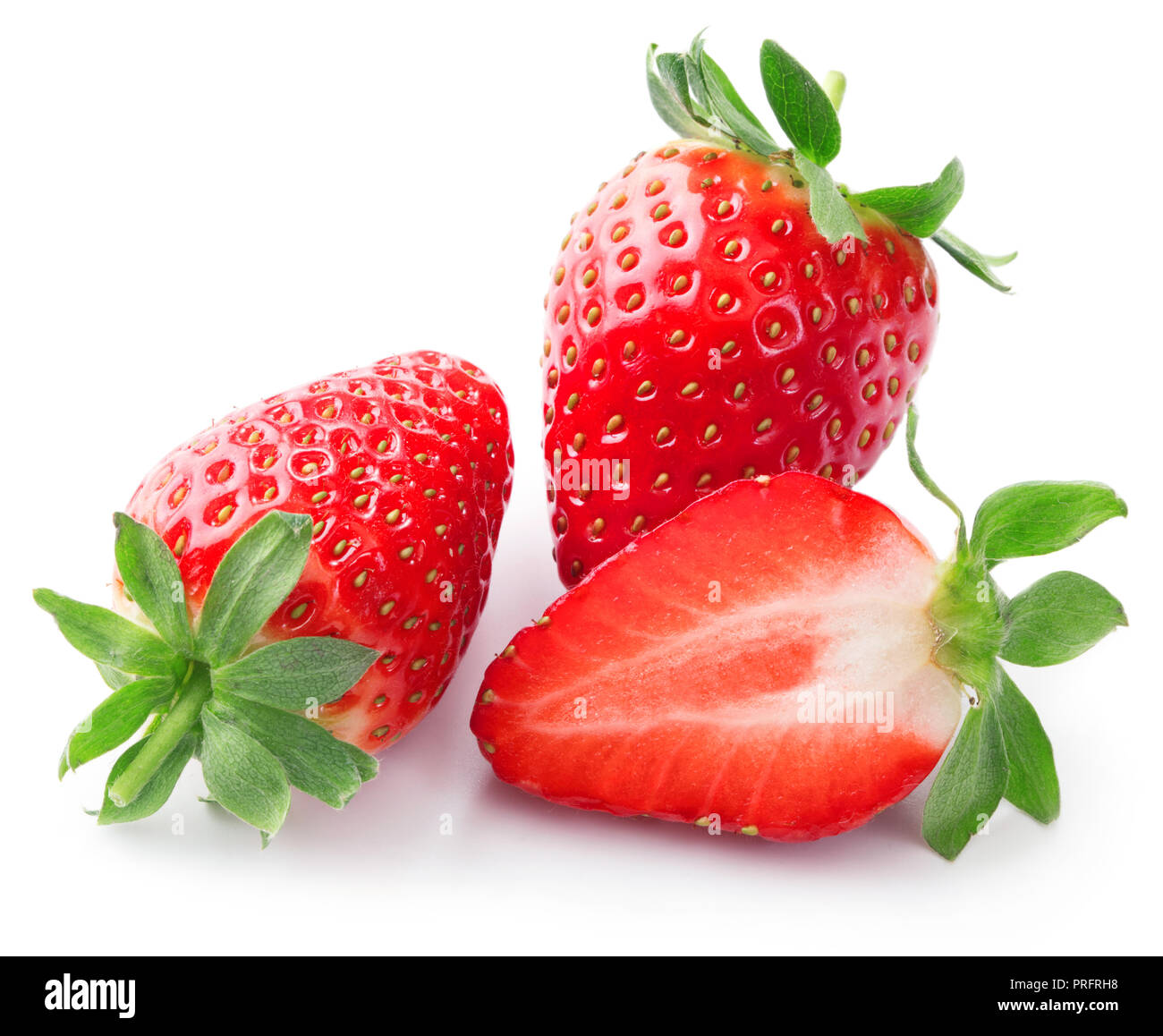 whole ripe strawberry fruits isolated on white background Stock Photo ...