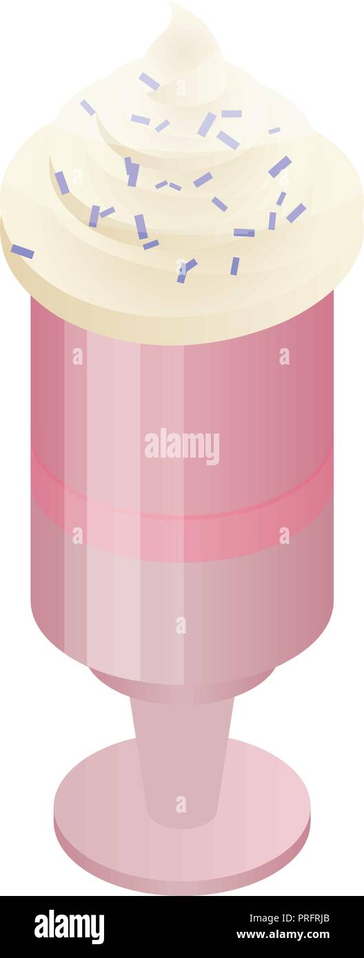 Glass ice cream icon, isometric style Stock Vector