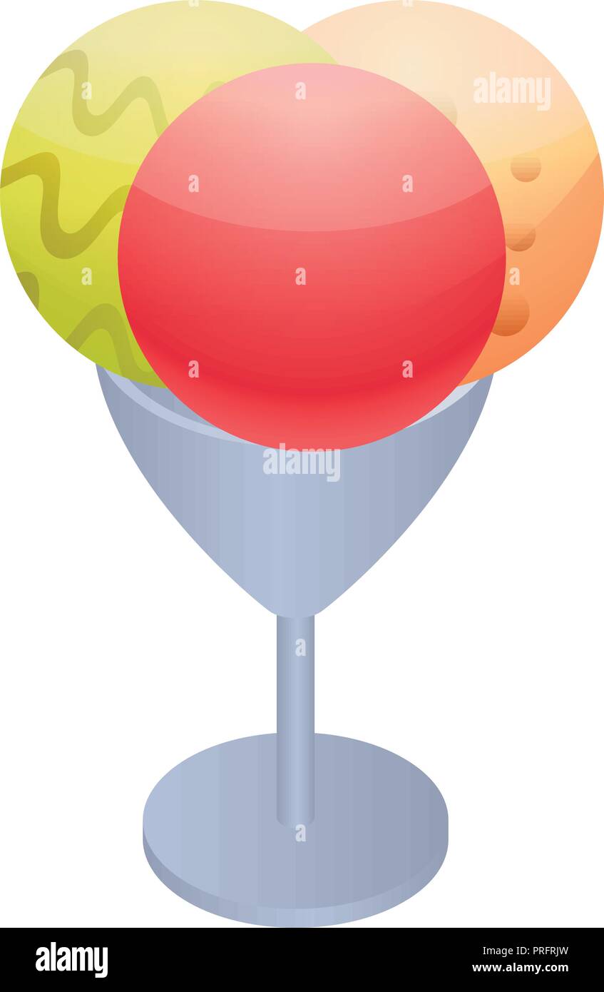 Ice cream balls icon, isometric style Stock Vector