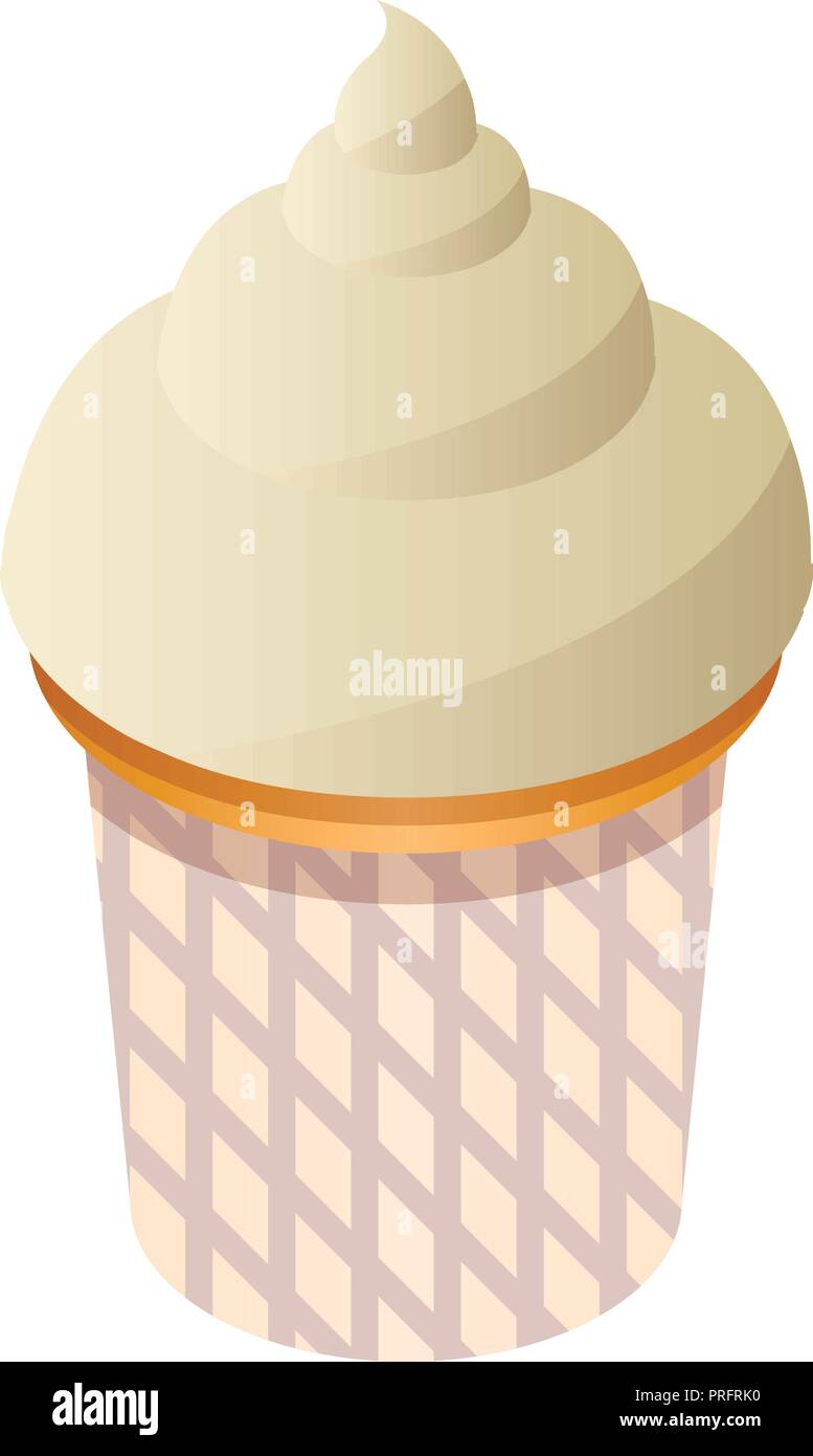 Small cupcake icon, isometric style Stock Vector