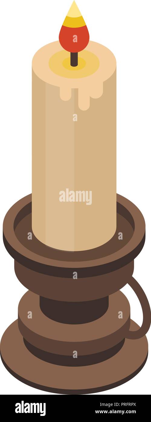 Burning candle icon, isometric style Stock Vector