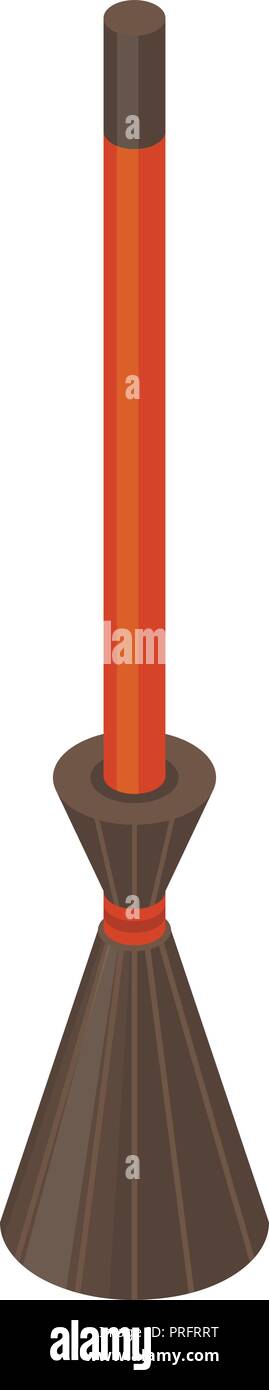 Witch broom icon, isometric style Stock Vector
