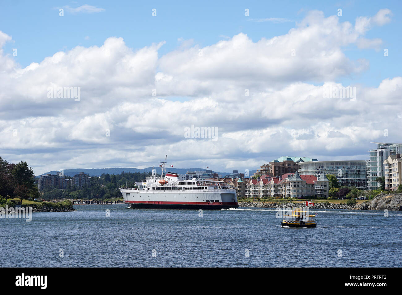 Ferry leaving Victoria Inner Harbour, Vancouver Island, BC, Canada Stock Photo