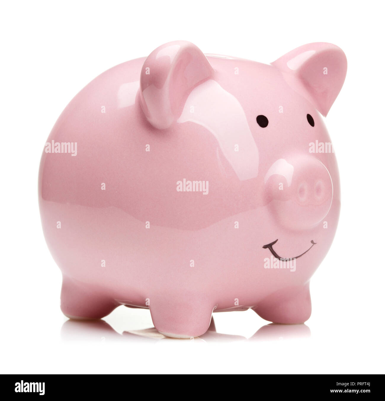 pink ceramic piggy bank isolated on white background Stock Photo - Alamy