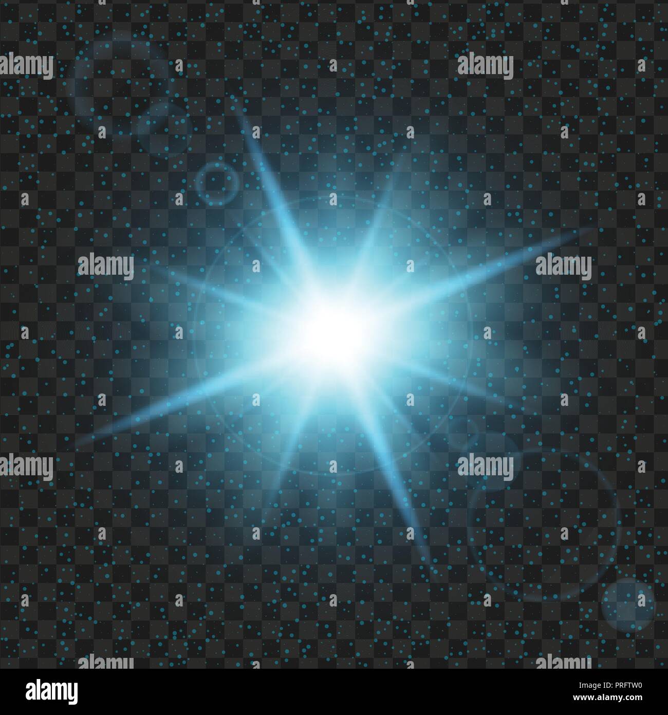 blue shine stars with glitters, Effect graphic light. Transparent design elements background. Stock Vector