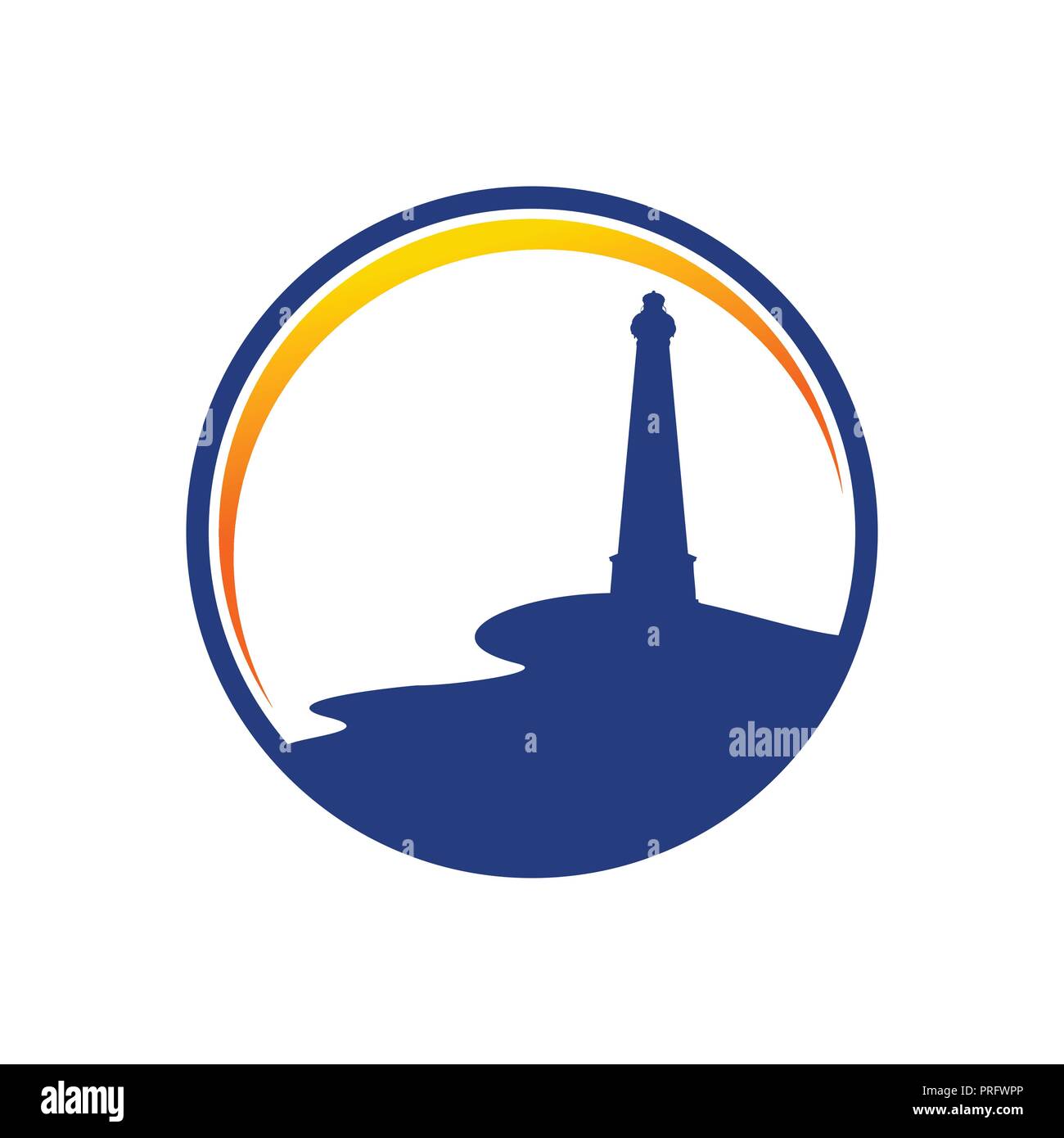 Bay Side Lighthouse Blue Circle Vector Symbol Graphic Logo Design Template Stock Vector