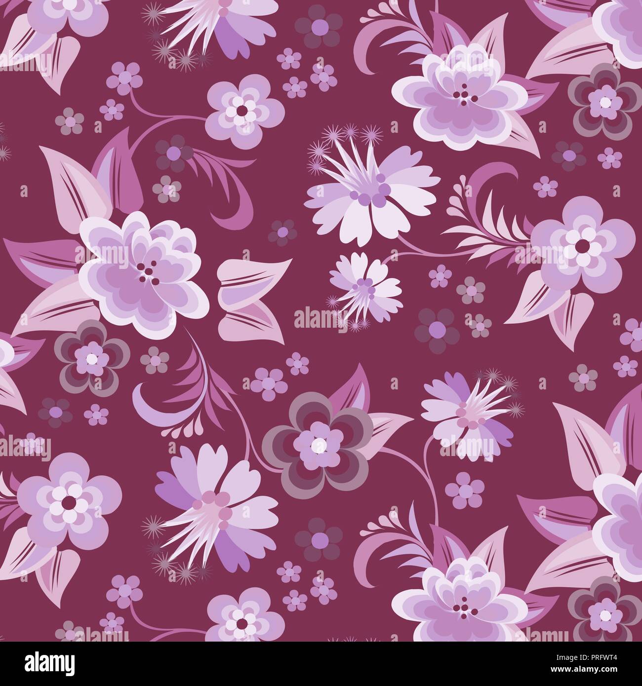 Seamless purple floral wallpaper Stock Vector