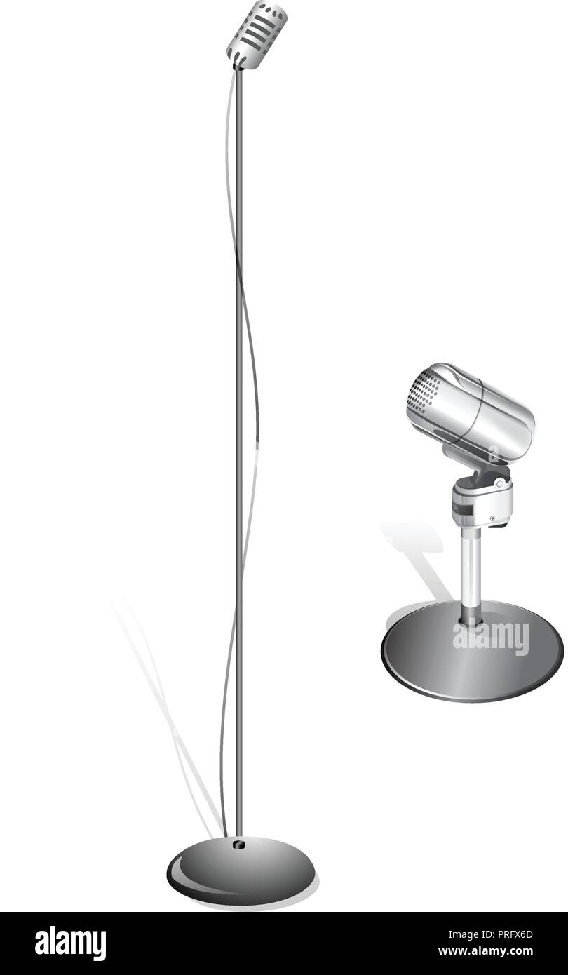 Different concert microphones collection vector illustration Isolated on White Background Stock Vector