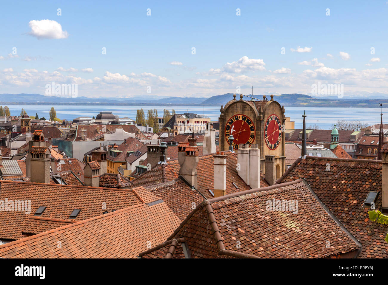 Elevated view of Neuchâtel, the French-speaking capital of the Swiss canton  Neuchâtel, Switzerland Stock Photo - Alamy