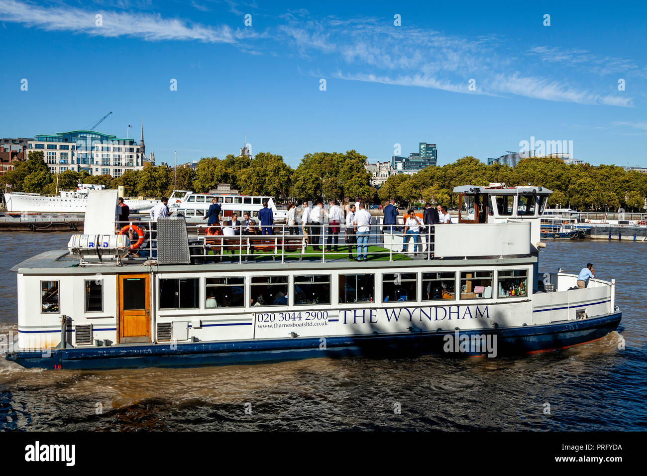 The Wyndham Party Boat On The River Thames, London, UK Stock Photo