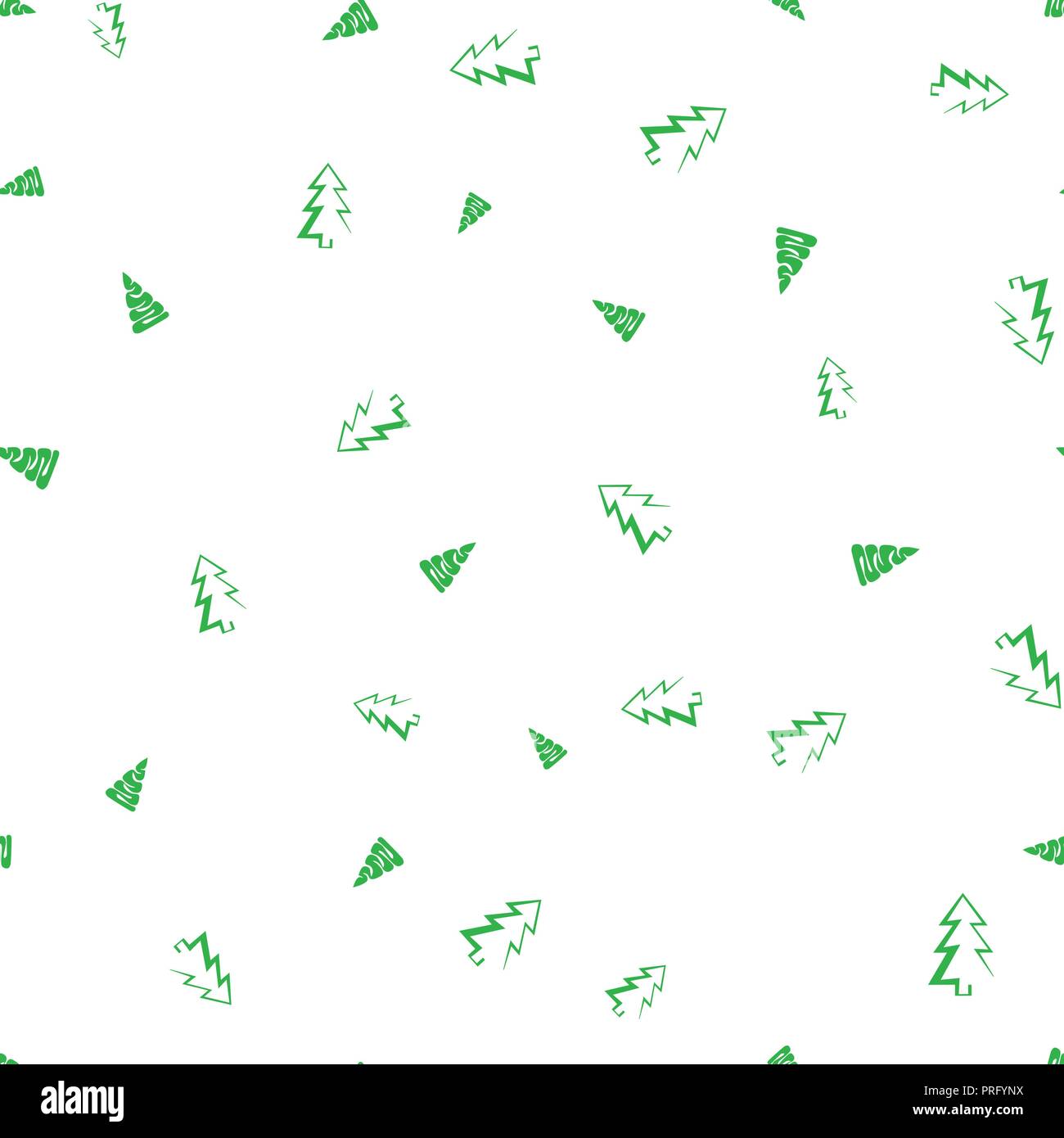 Green Christmas tree seamless pattern. Isolated on a white background ...