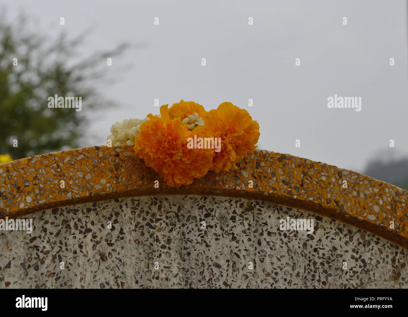 garland on Chinese tombstone in Qingming festival Stock Photo Alamy