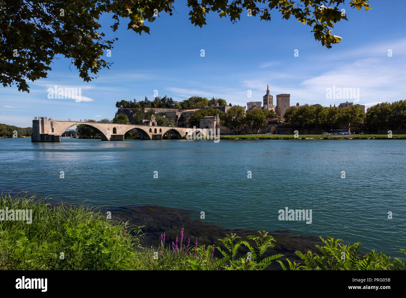 The city of Avignon in the department of Vaucluse on the left bank of the Rhone River in France. it was the residence of the popes during their exile  Stock Photo