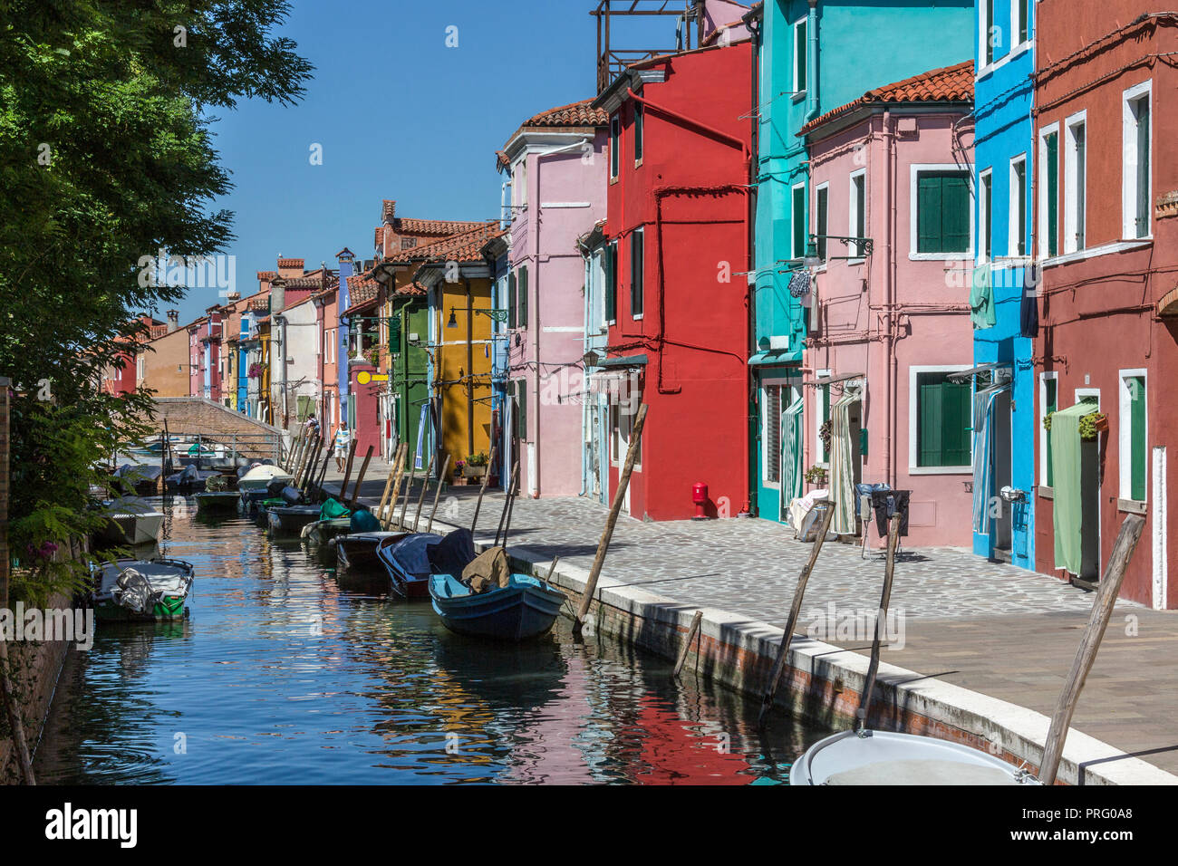 The island of Burano in the Venetian Lagoon, near Venice, Italy. Known for  its lace work and brightly colored houses Stock Photo - Alamy