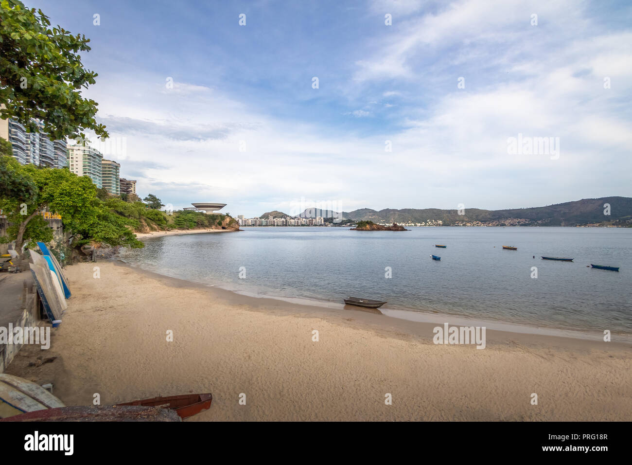 Boa Viagem Beach and Niteroi Skyline - Niteroi, Rio de Janeiro, Brazil Stock Photo