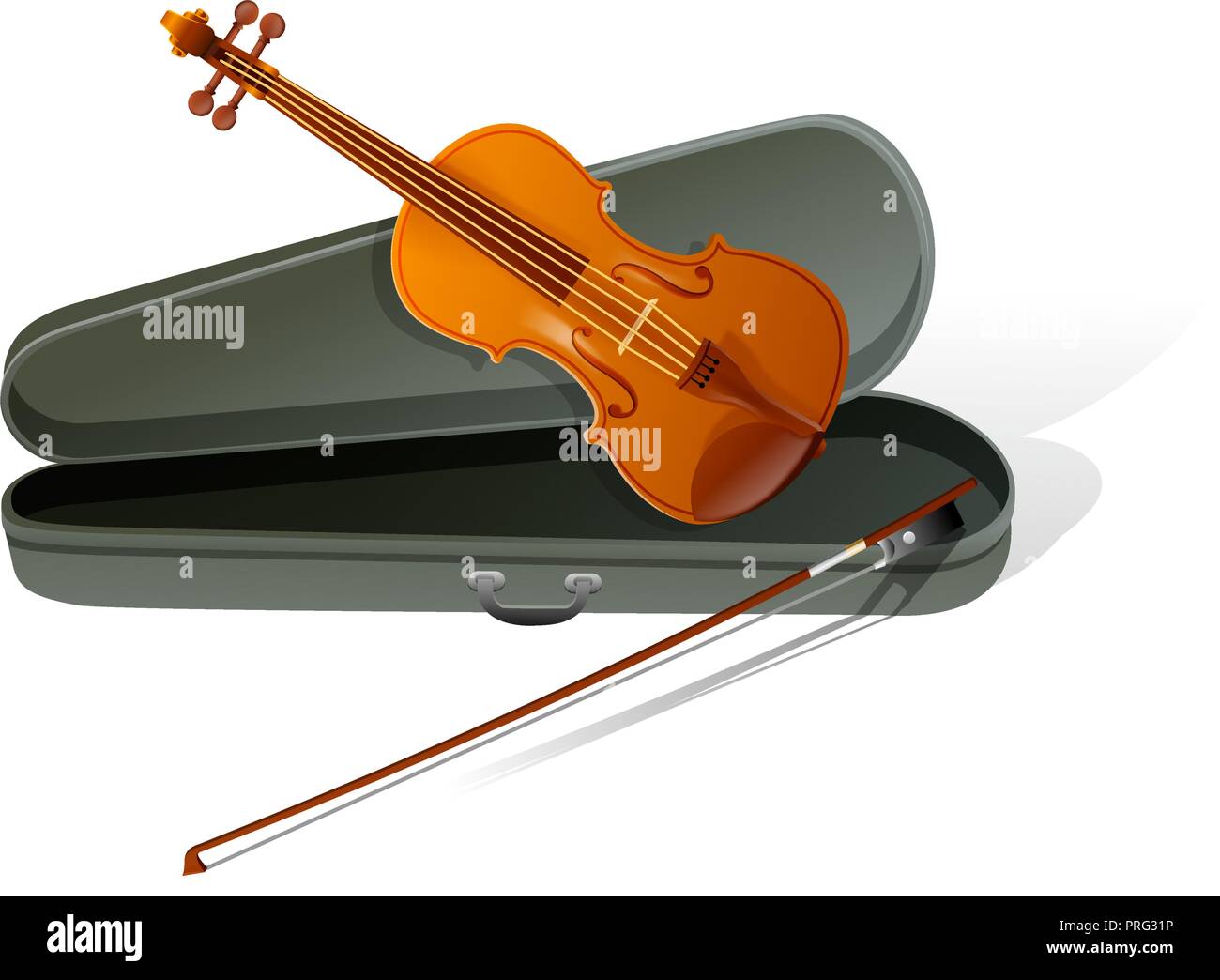 Realistic violin isolated white background. Stock Vector