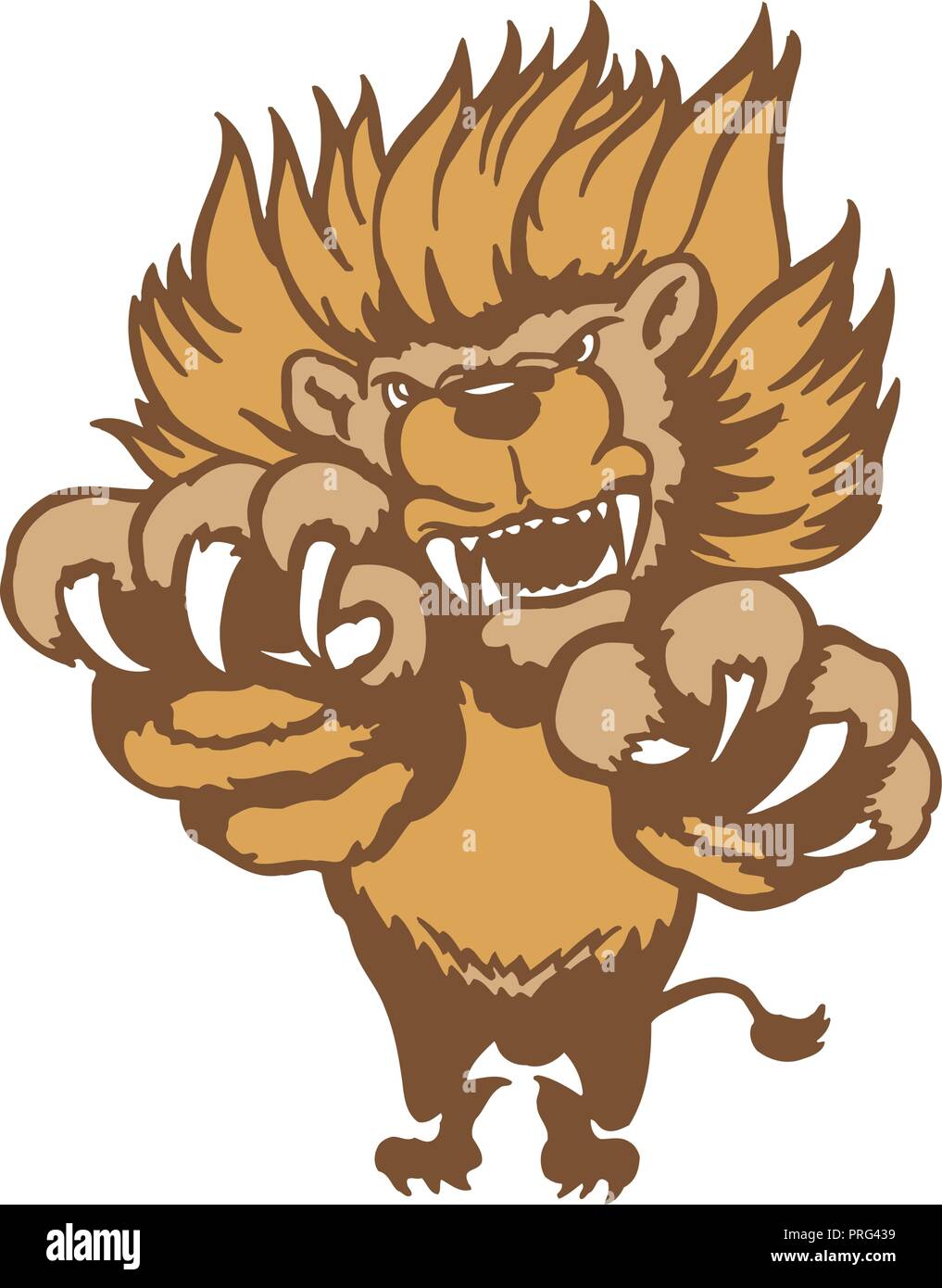 Fully editable illustration of a roaring cartoon Lion. Vector Illustration. Stock Vector