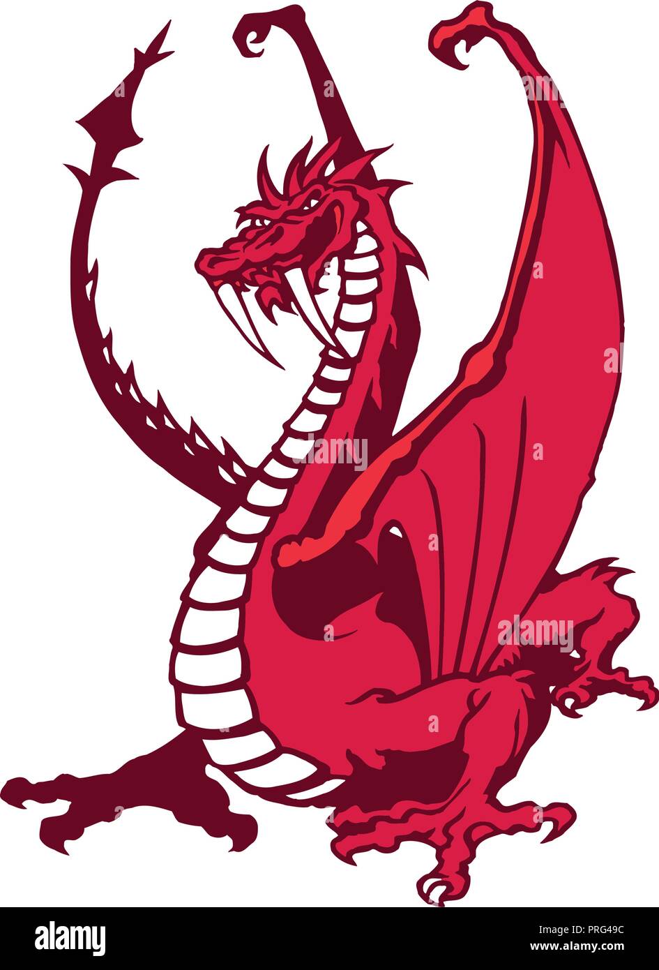 Red dragon mascot. Animal cartoon character Vector Illustration. Stock Vector