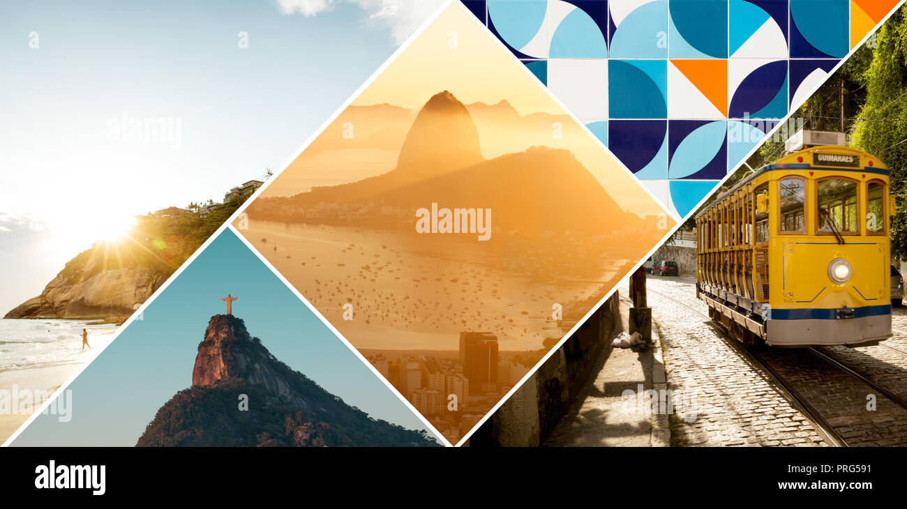 Collage of Rio de Janeiro travel Stock Photo