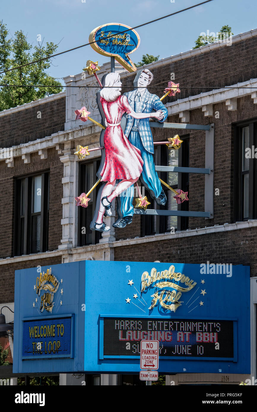 Neon sign on Blueberry Hill restaurant and music club, Delmar Loop, St