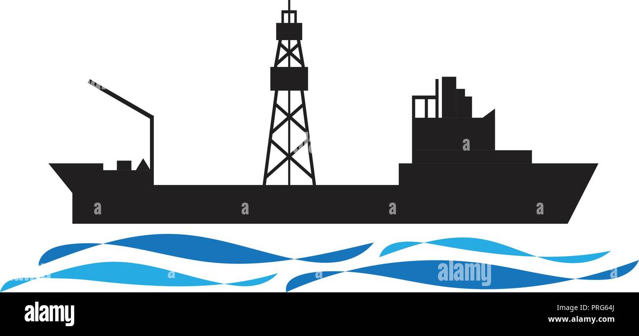 Drilling ship icon oil and gas industry vector Stock Vector