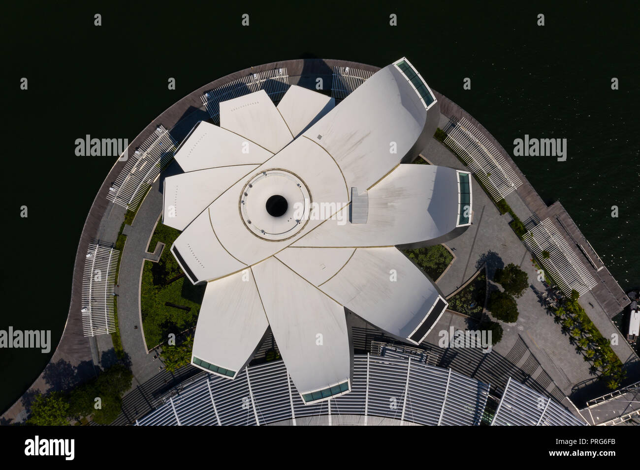 Aerial view of Art Science Museum architecture design, Singapore. Stock Photo