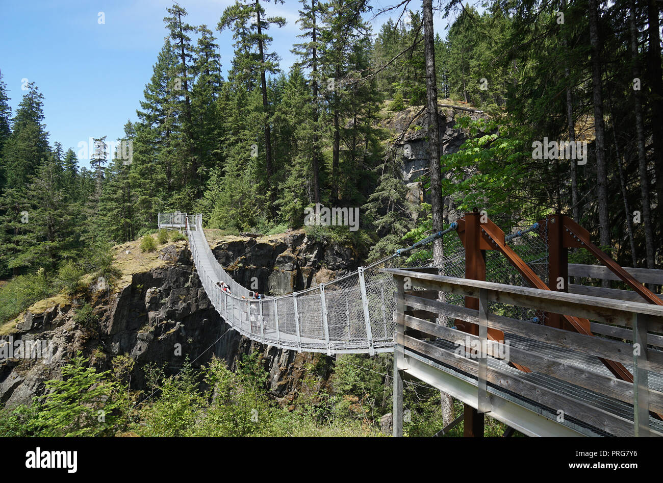 Elk Falls suspension bridge, Vancouver Island, Canada Stock Photo Alamy