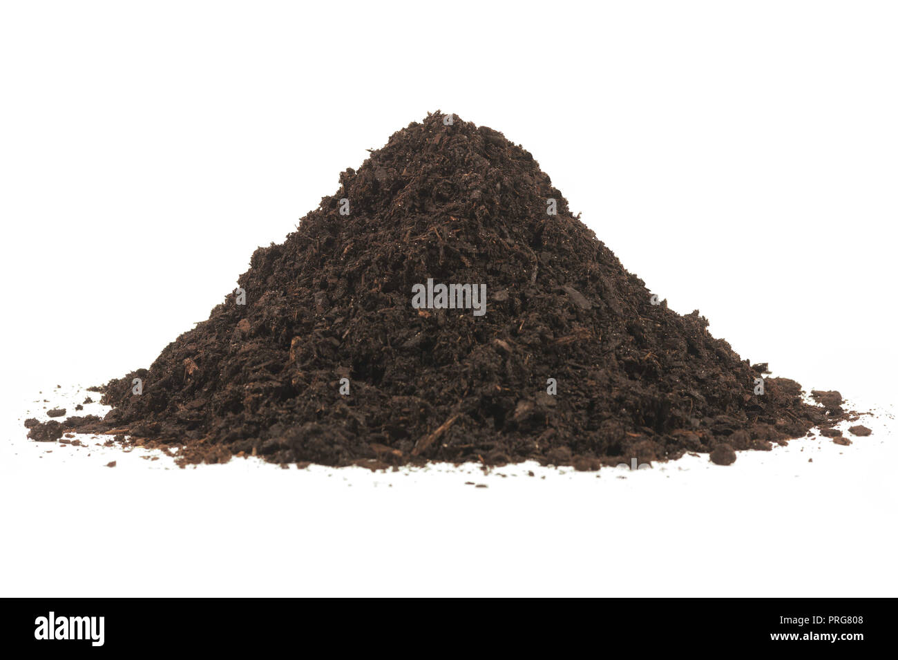 Pile heap soil humus isolated over a white background. Stock Photo