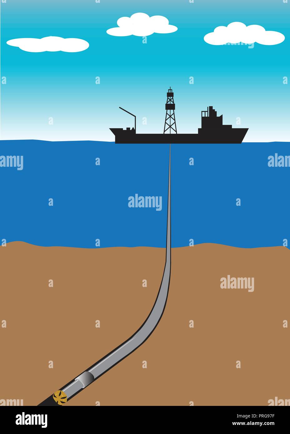 Offshore oil and gas industry drilling ship vector Stock Vector