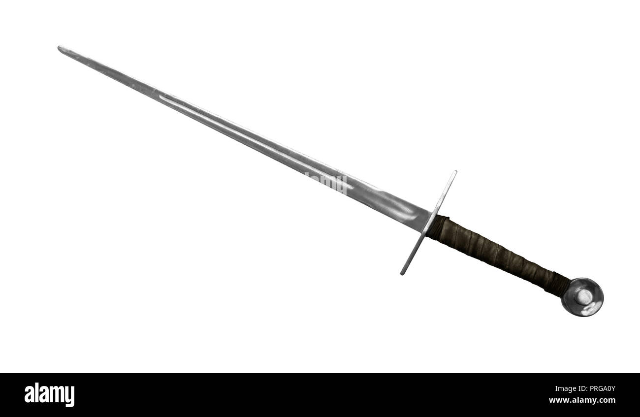 Medieval sword isolated on white. Stock Photo