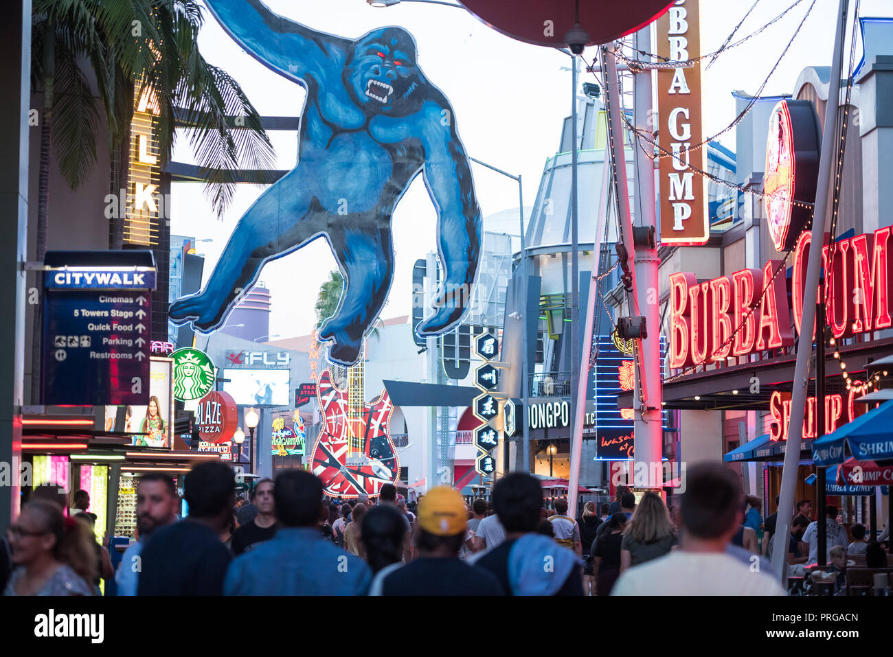 LOS ANGELES,CA - 9/9/2018: Universal city walk crowded with tourists ...