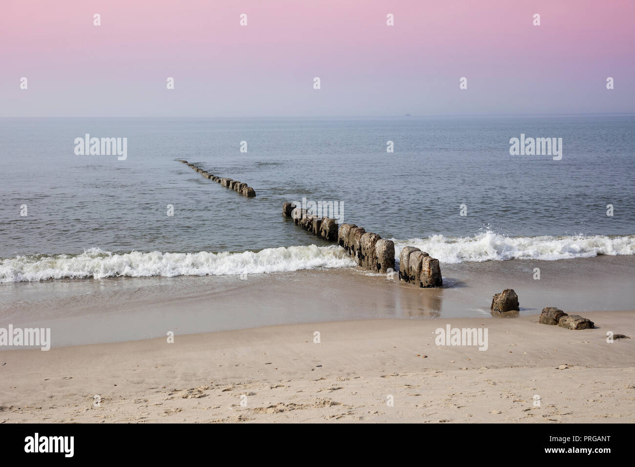 Waterbreak at the coast, Sylt, North Frisian Island, North Frisia, Schleswig-Holstein, Germany, Europe Stock Photo