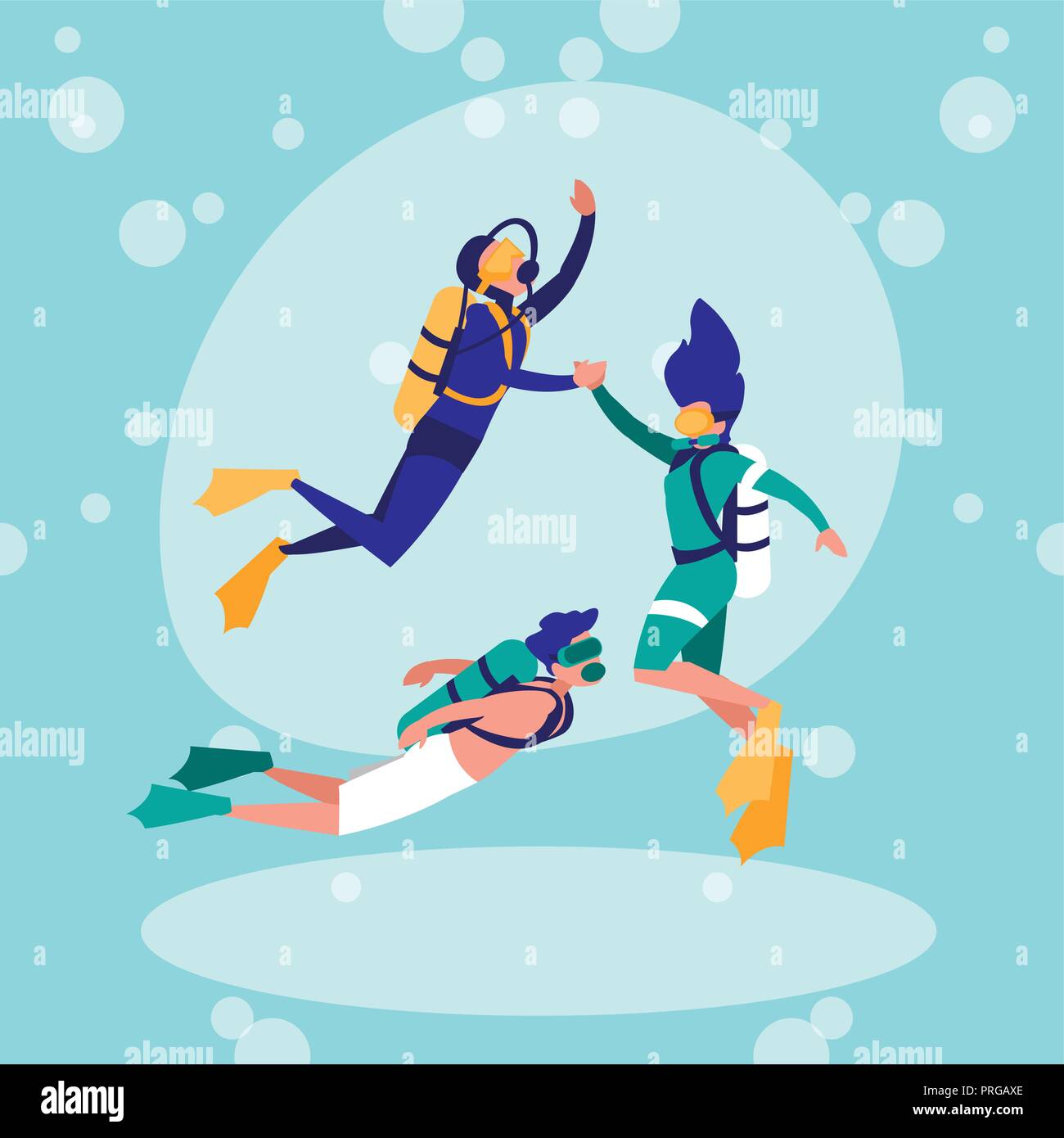 group of person practicing diving avatar character vector illustration ...
