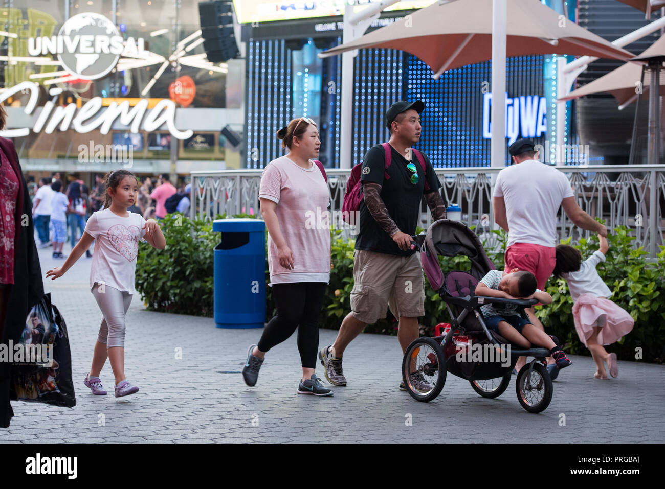 LOS ANGELES,CA - 9/9/2018: Universal city walk crowded with tourists and visitors . Stock Photo