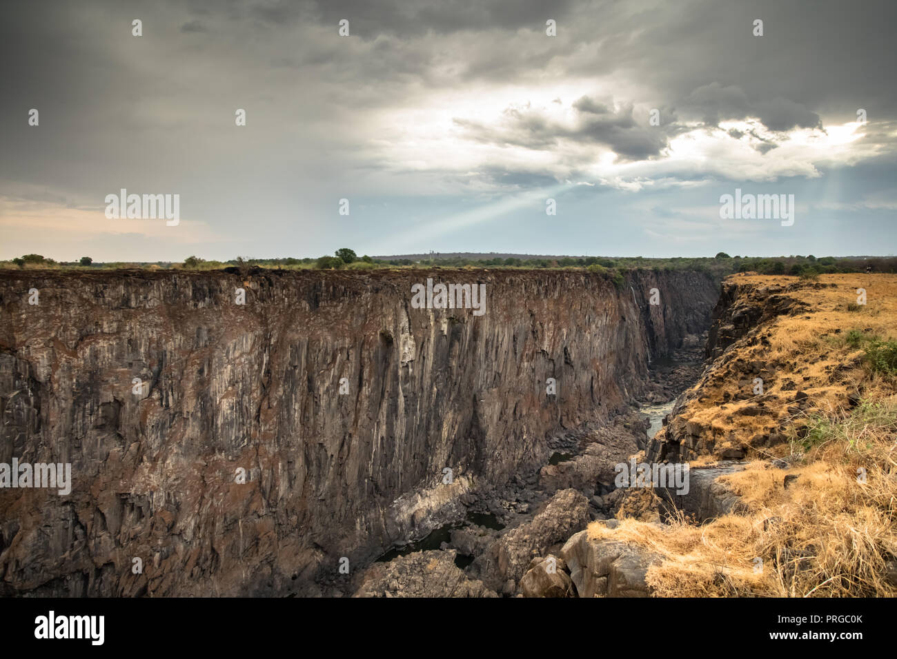 Victoria Falls, Zimbabve, Africa the largest waterfall in the world during the dry season