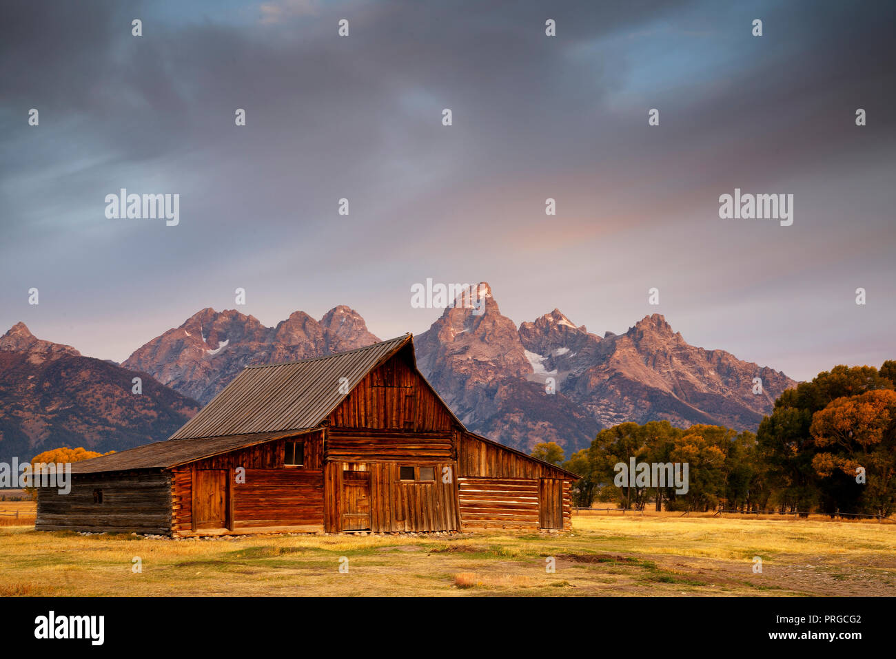 One of the Moulton Barns on Mormon Row at Grand Teton National Park. Stock Photo