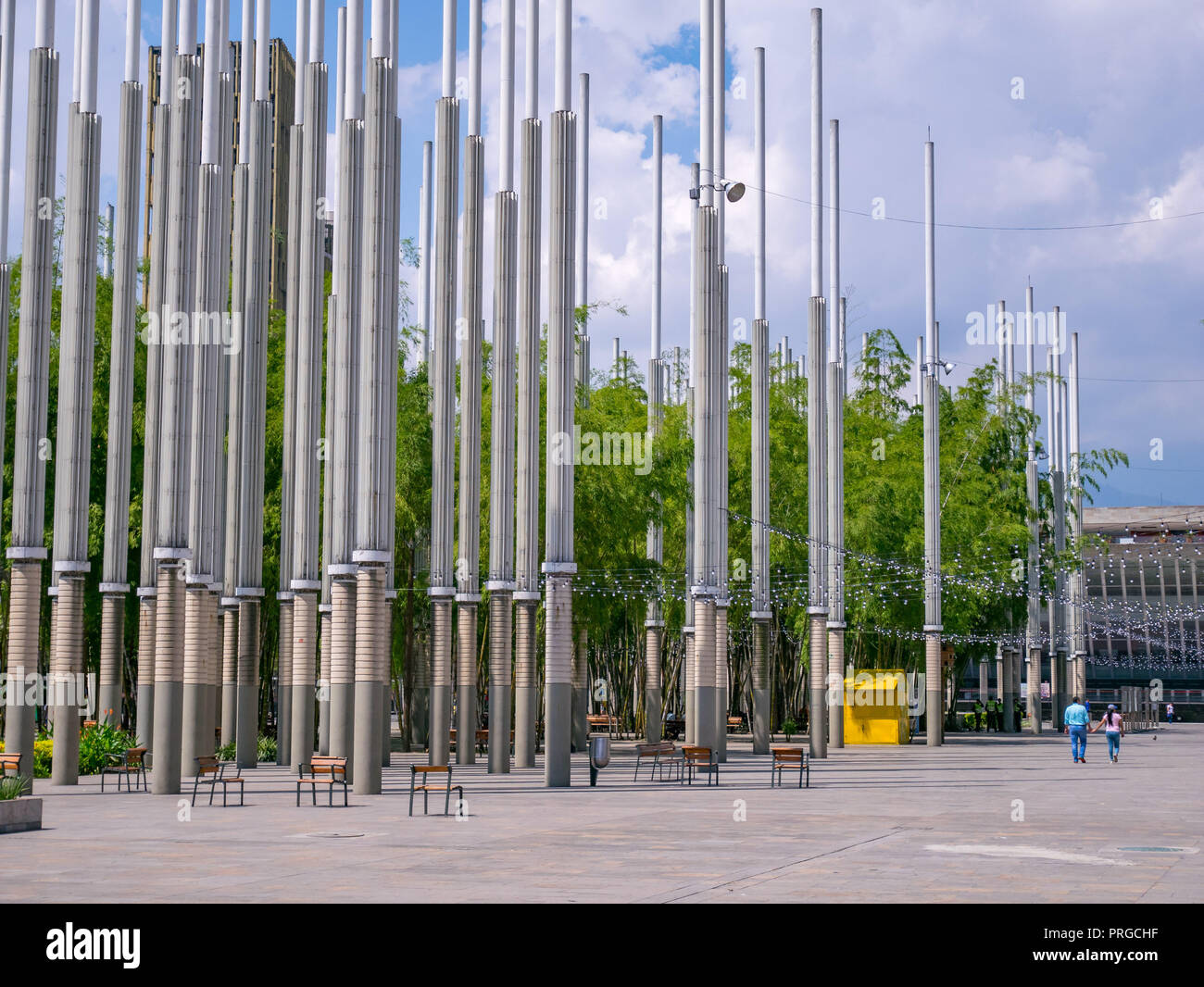 Parque de las Luces (Park of the Lights) on Cisneros Square in Medellin