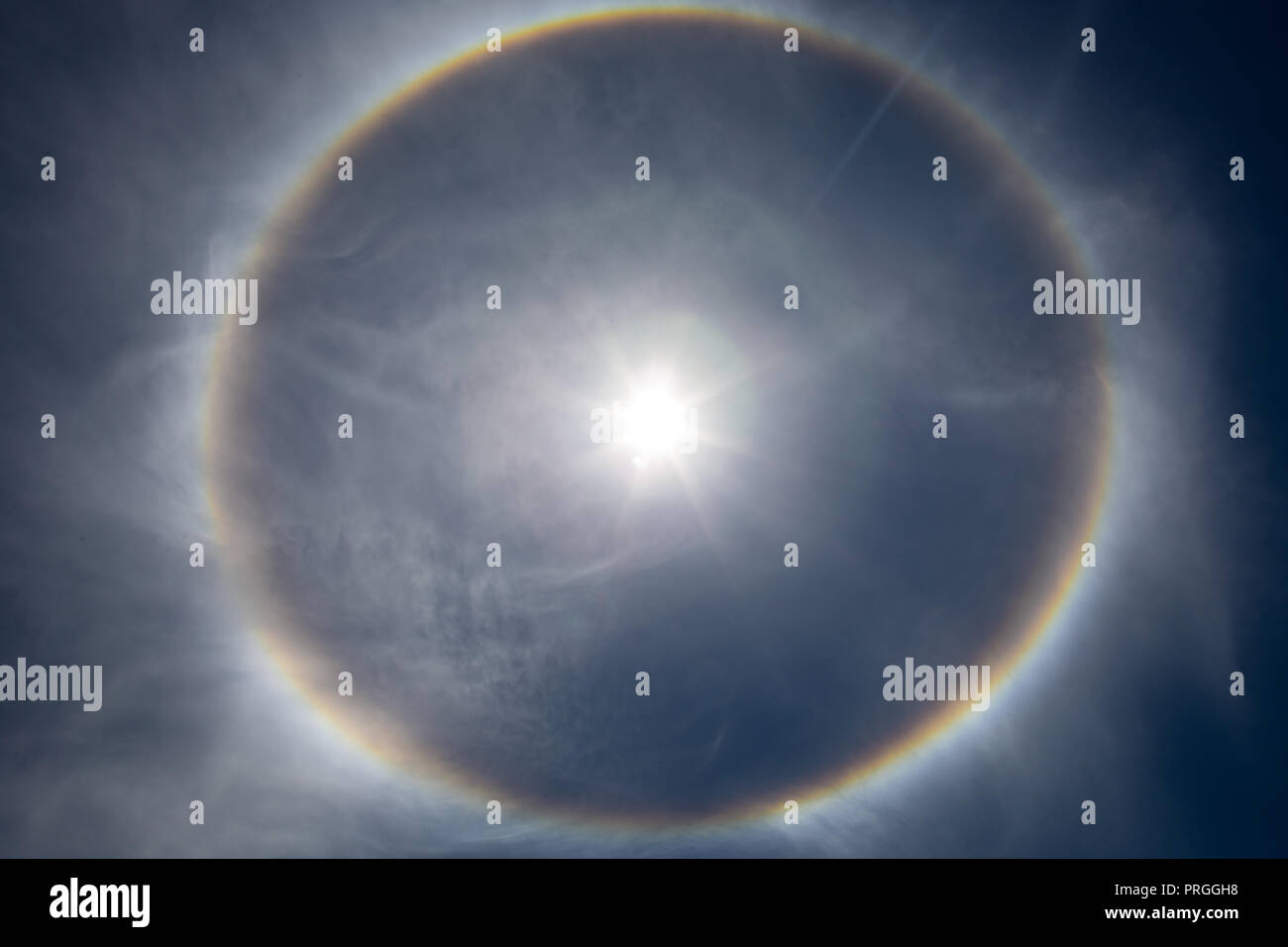 the sun with rays with rainbow gallo Stock Photo
