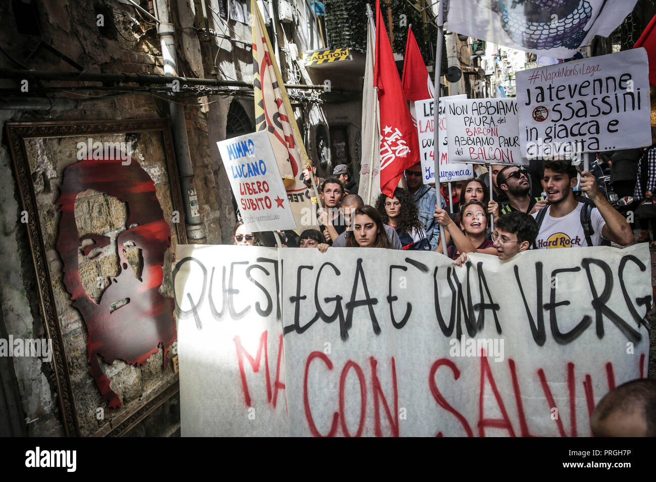 Naples Italy 2nd October 2018 A moment of the demonstration against Naples Italy 2nd October 2018 A moment of the demonstration against