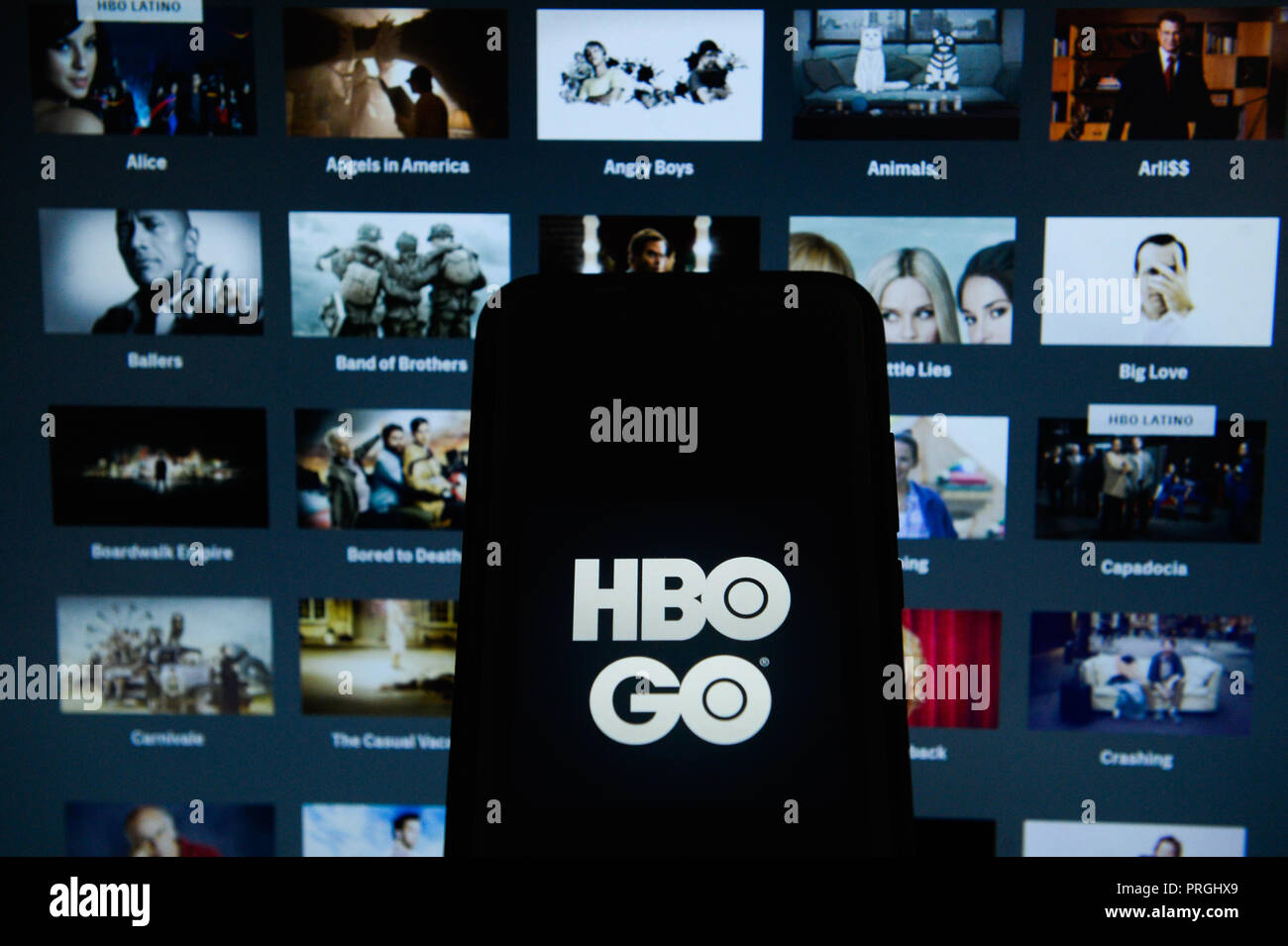 October 2, 2018 - Krakow, Poland - HBO Go app is seen on an Android mobile  phone. (Credit Image: © Omar Marques/SOPA Images via ZUMA Wire Stock Photo  - Alamy