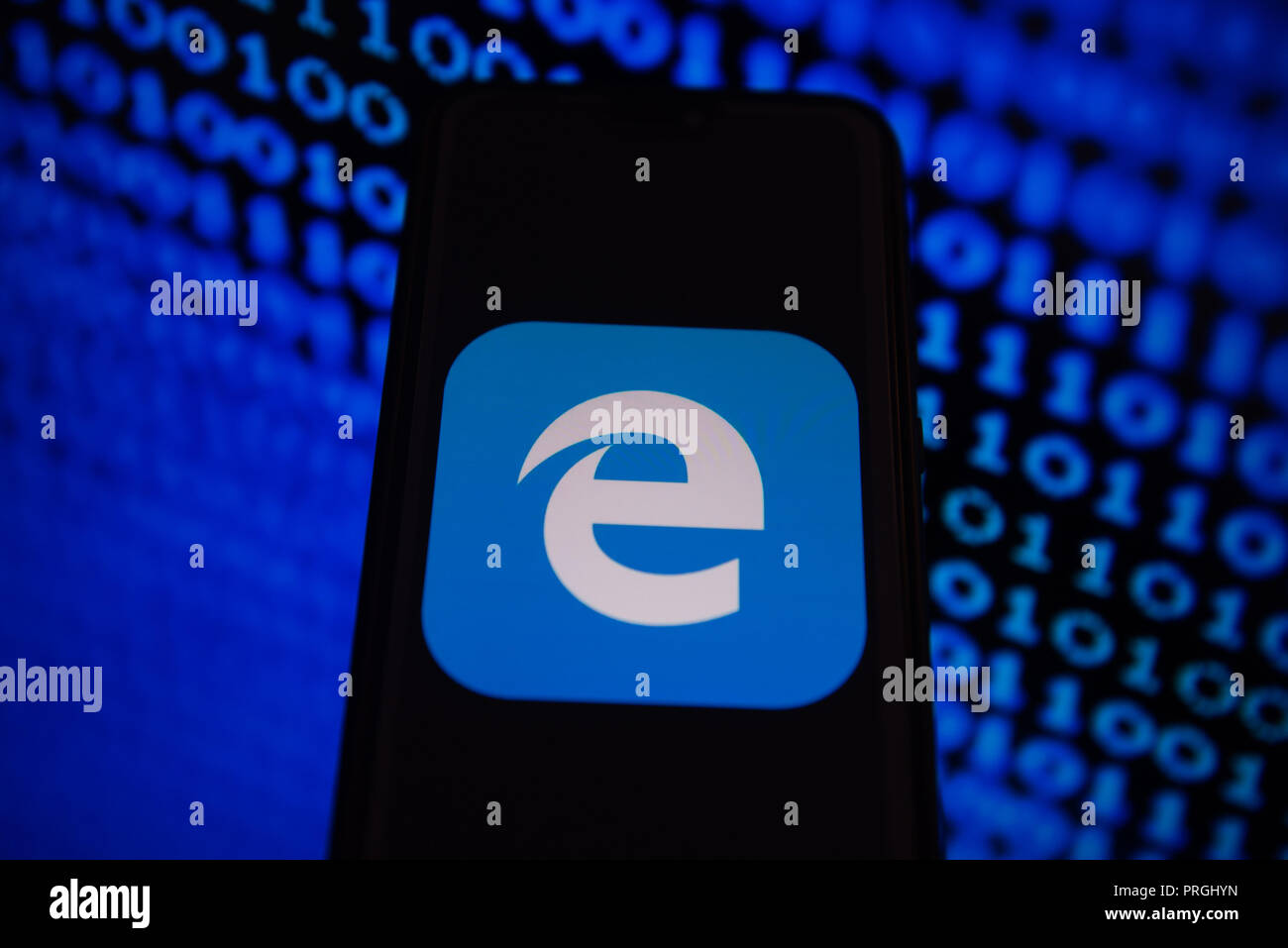 October 2, 2018 - Krakow, Poland - Microsoft edge logo is seen in an Android mobile  device. (Credit Image: © Omar Marques/SOPA Images via ZUMA Wire) Stock Photo