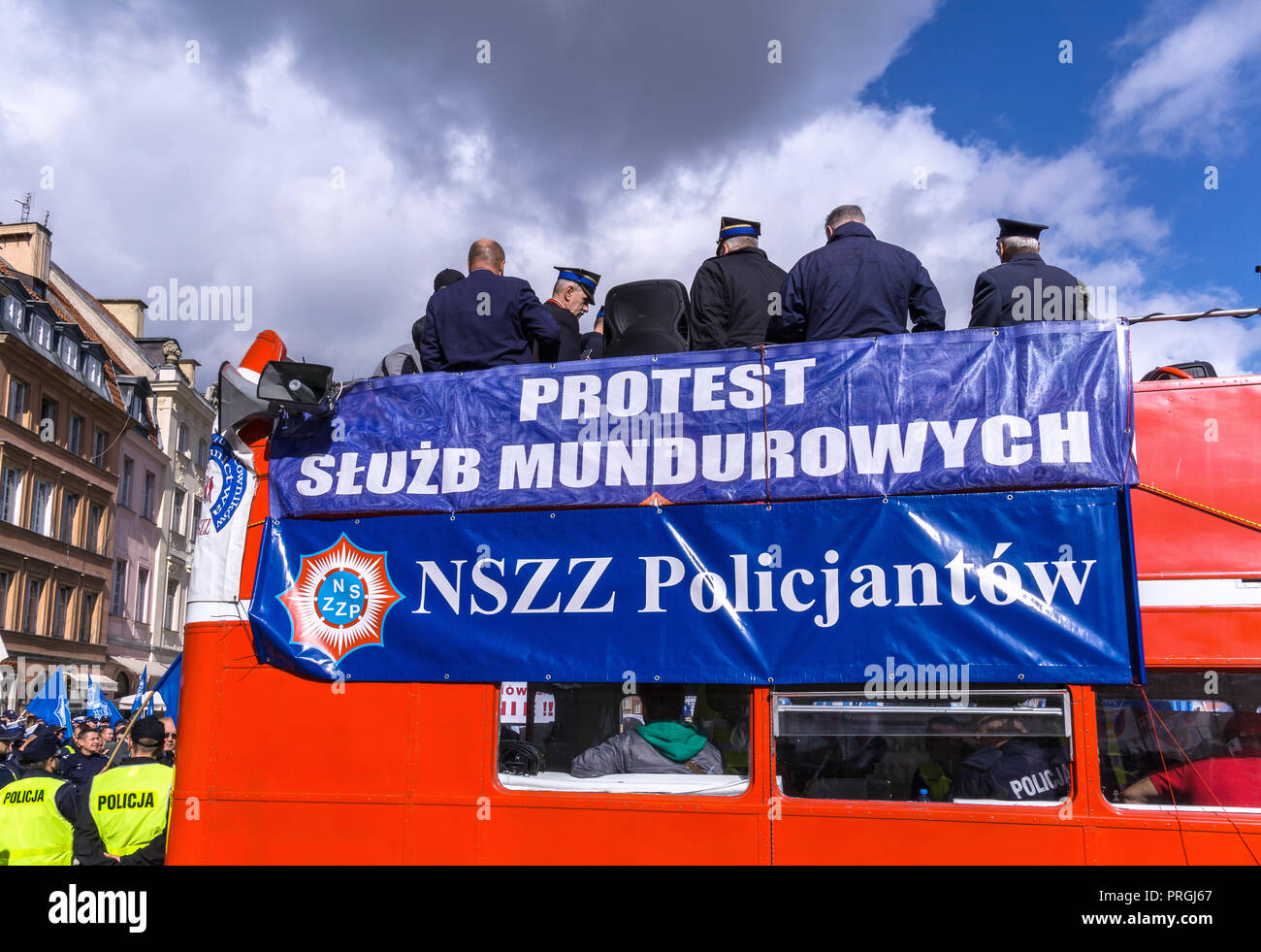 Warsaw, Poland, 2nd Oct, 2018: 30,000 firefighters and members of the Police, Prison Guard and Border Guard protest on streets of the Polish capital against bad working conditions and low pay. Credit: dario photography/Alamy Live News. Stock Photo